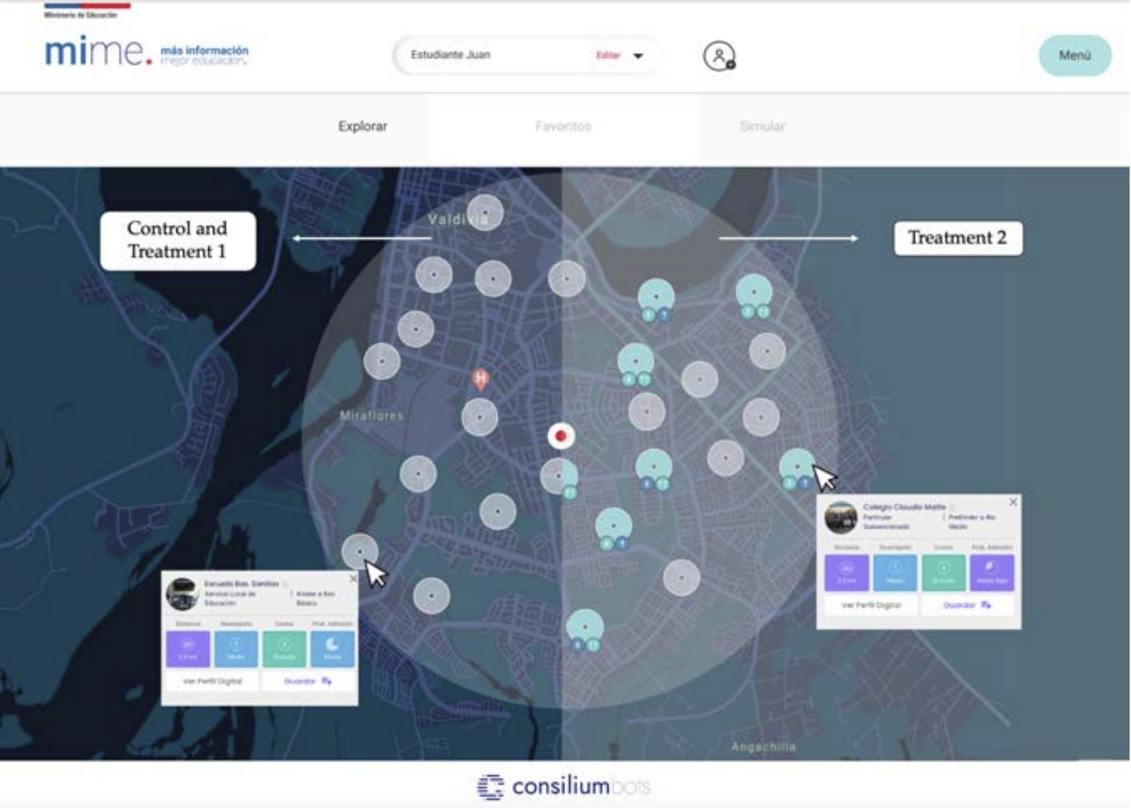 MIME school explorer search interface