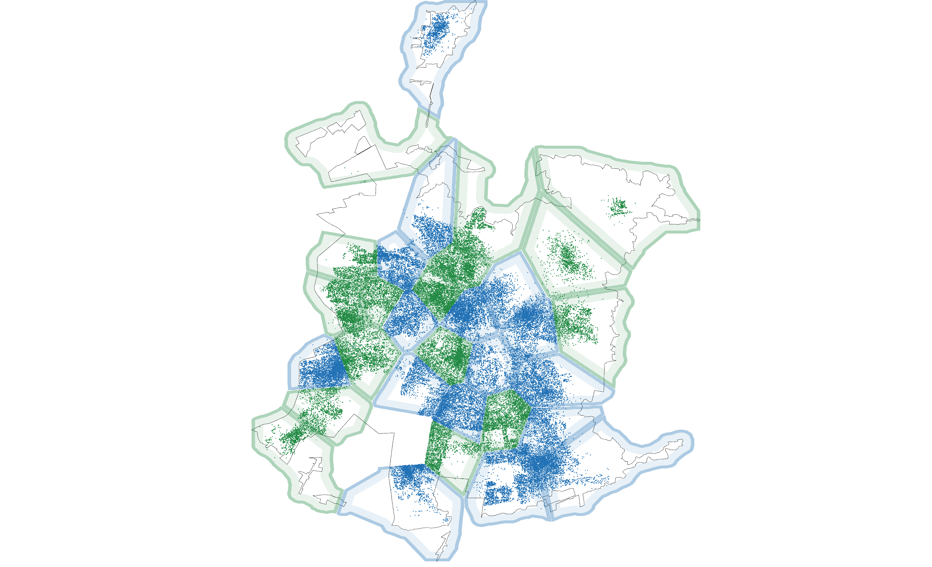 Applicant locations and treatment saturation across clusters